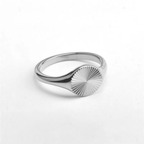 Silver Sunburst Round Signet Ring