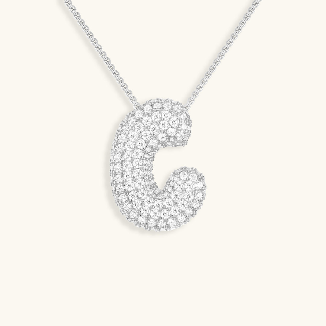 Hailey Bubble Initial Silver Necklace