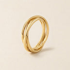 Gold Interlocking Triple Band Ring