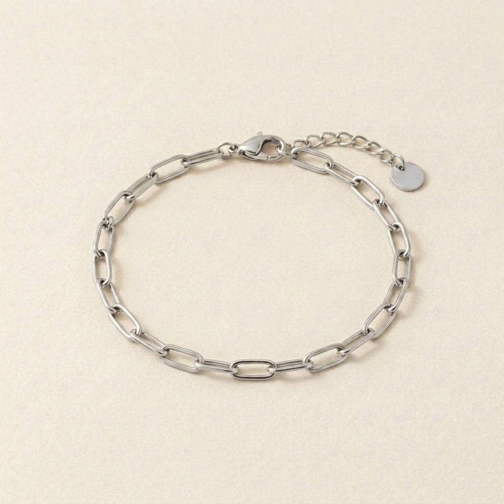 Linked Silver Paperclip Bracelet