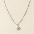 Silver Paperclip Necklace with Pearl Pendant