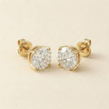 Gold Round Cut CZ Stud Earrings