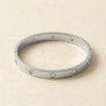 Silver Crystal-Studded Bangle Bracelet