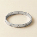Silver Crystal-Studded Bangle Bracelet