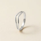 Silver Double Chevron V-Shape Ring