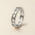 Silver Cuban Link Chain Band Ring