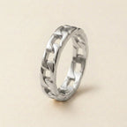 Silver Cuban Link Chain Band Ring