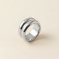Silver Double Dome Wide Band Ring