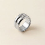 Silver Double Dome Wide Band Ring