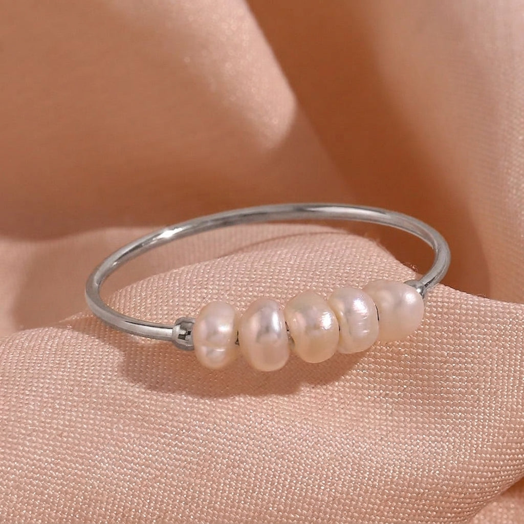 Silver Dainty Pearl Cluster Ring