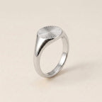 Silver Sunburst Round Signet Ring