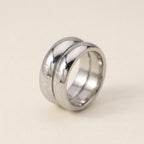 Silver Double Dome Wide Band Ring