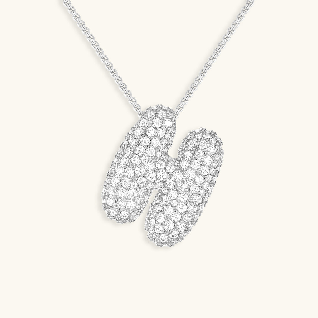 Hailey Bubble Initial Silver Necklace