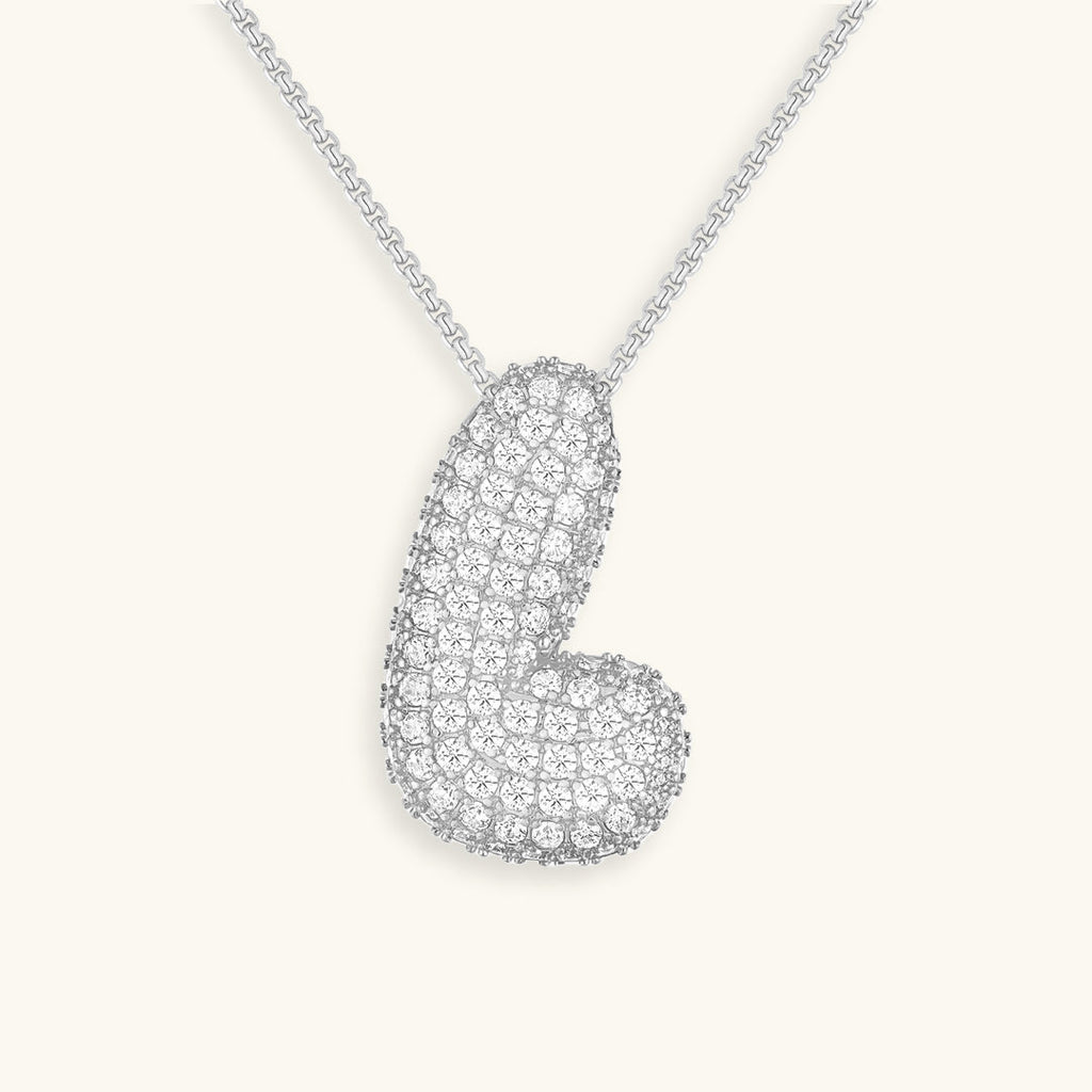 Hailey Bubble Initial Silver Necklace
