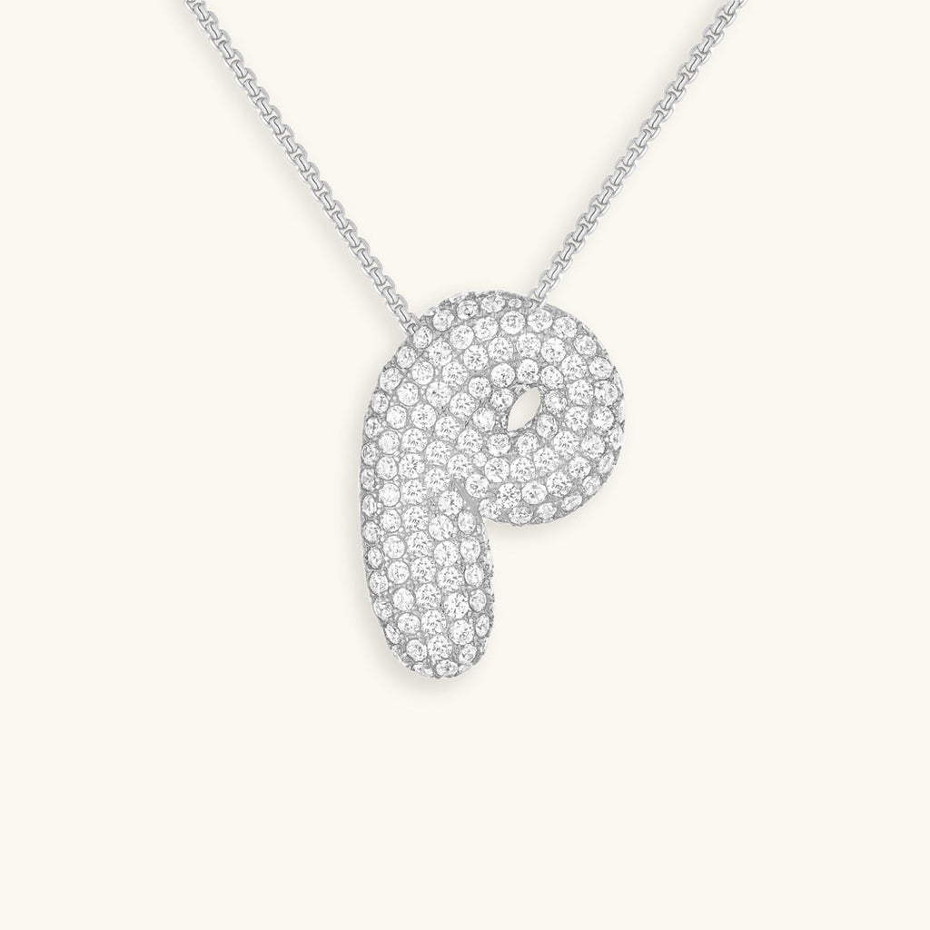 Hailey Bubble Initial Silver Necklace