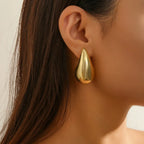 Gold Chunky Teardrop Stud Earrings