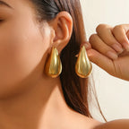 Gold Chunky Teardrop Stud Earrings