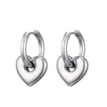 Silver Heart Charm Huggie Hoop Earrings