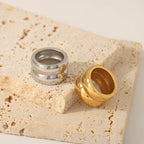 Silver Double Dome Wide Band Ring
