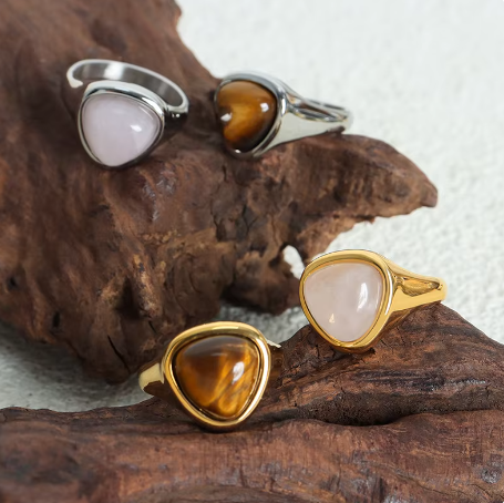 Gold Oval Gemstone Signet Rings
