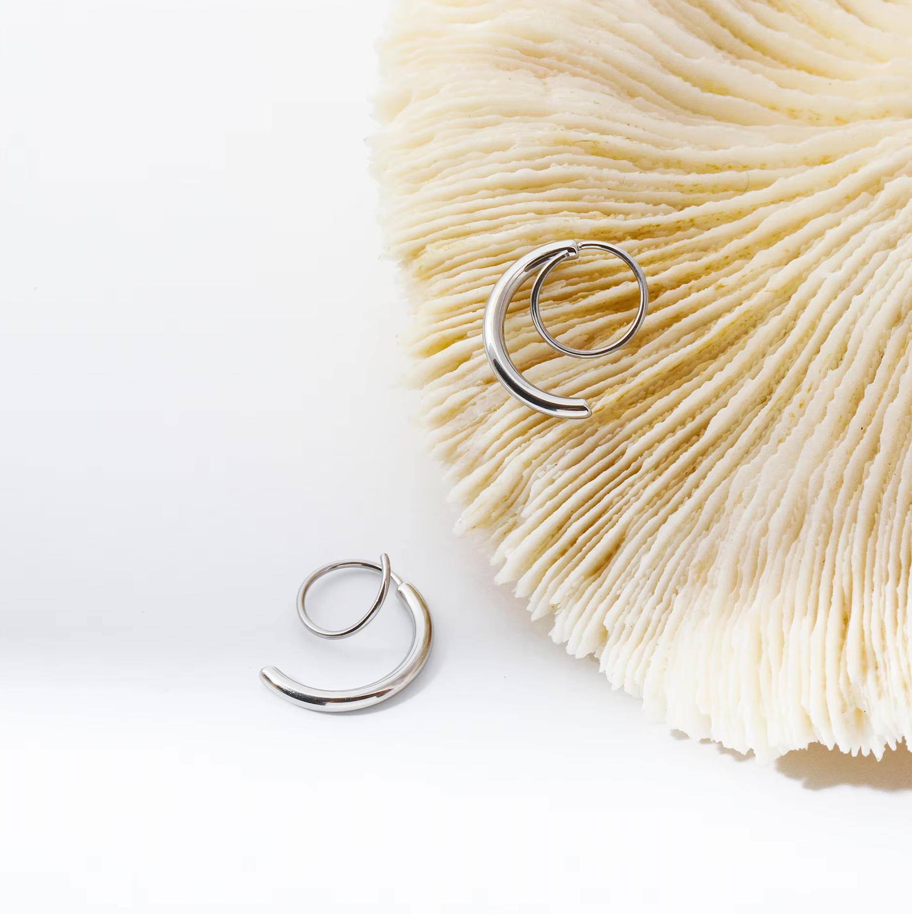 Silver Double Wrap Huggie Hoop Earrings