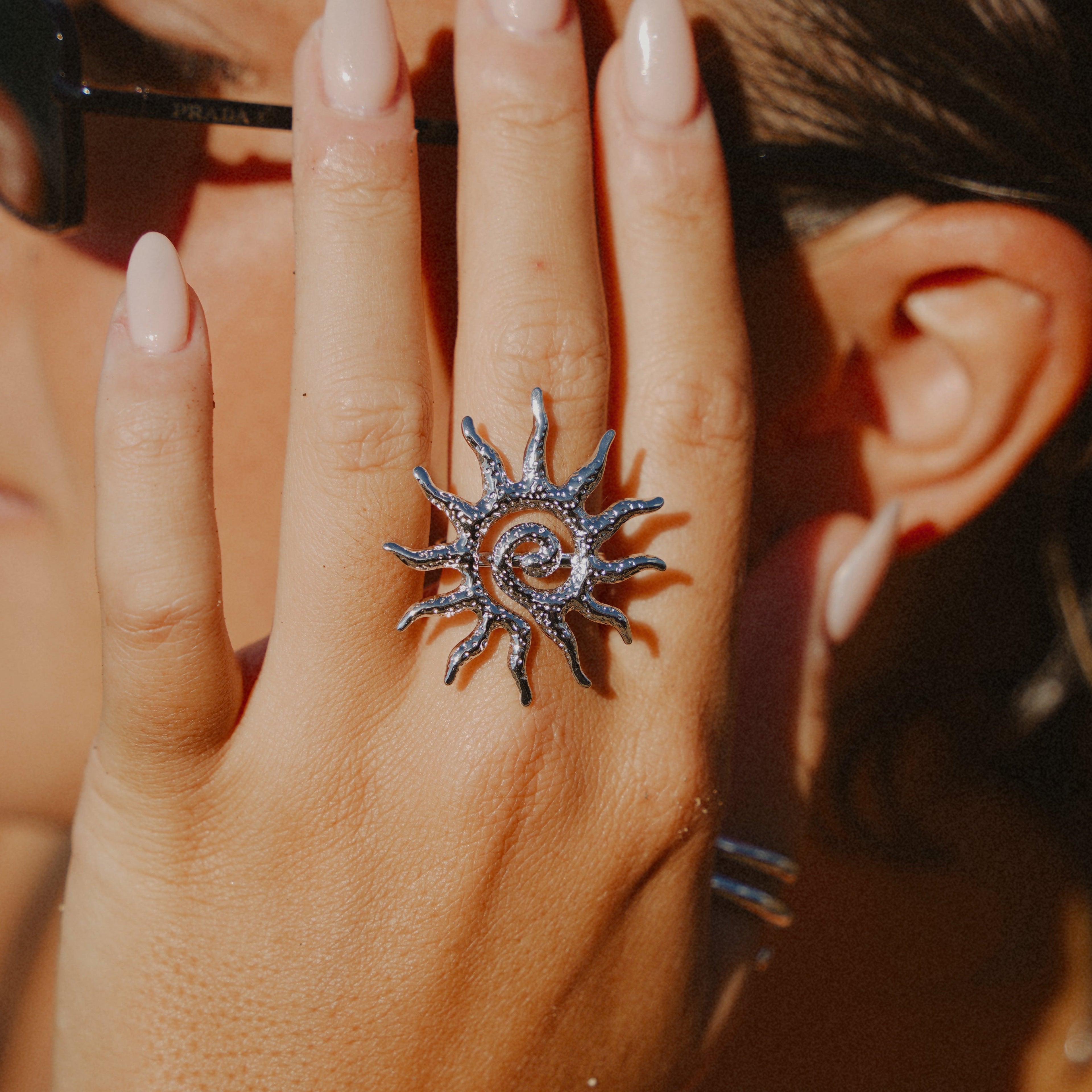 Radiant Sun Spiral Silver Ring