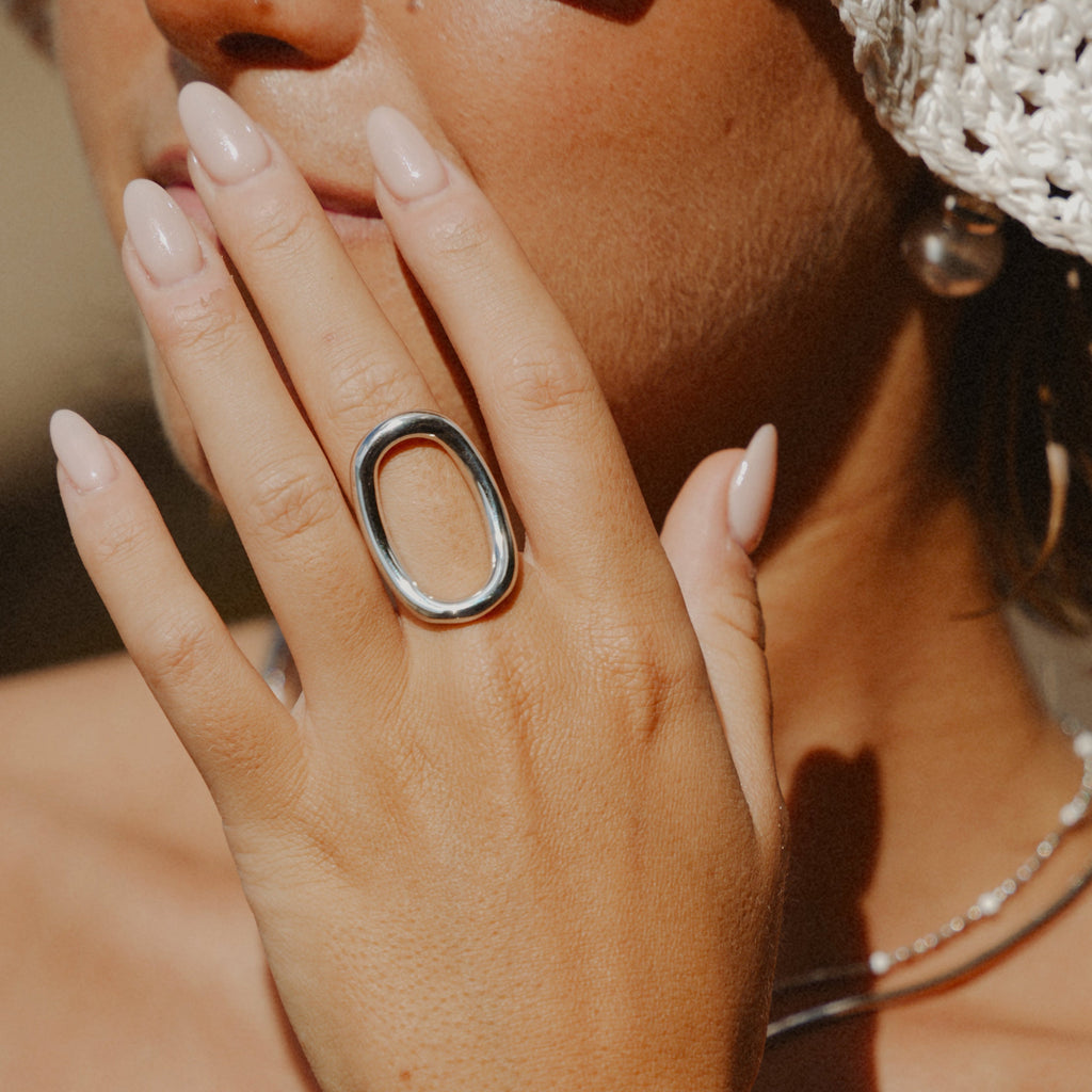 Silver Open Oval Ring