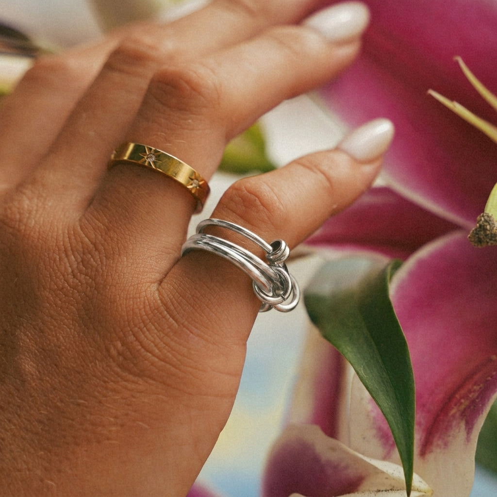 Silver Knot Stacking Ring Set