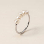 Silver Dainty Pearl Cluster Ring