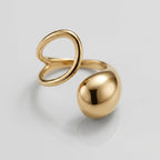 Gold Open Loop Sphere Ring