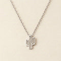 Silver Cactus Pendant Necklace