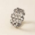 Silver Woven Link Band Ring