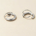 Silver Double Wrap Huggie Hoop Earrings