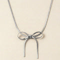 Silver Snake Chain Bow Necklace