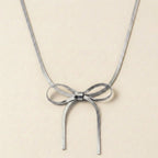 Silver Snake Chain Bow Necklace