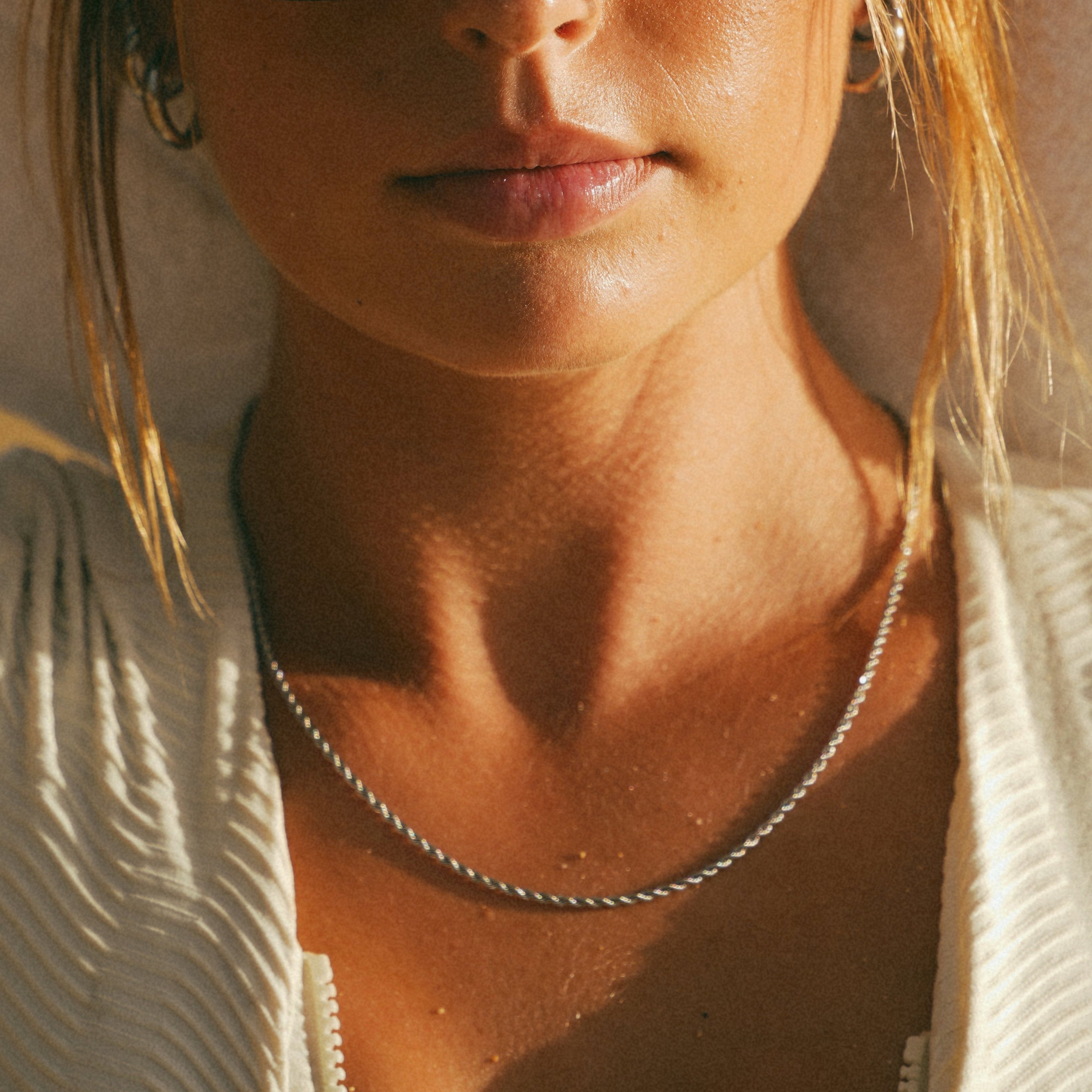 Silver Twisted Rope Chain Necklace